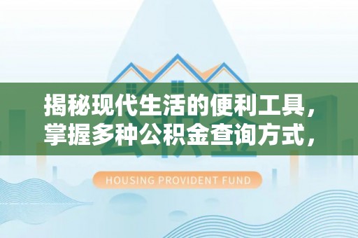 乐都揭秘现代生活的便利工具，掌握多种公积金查询方式，让财富管理更轻松